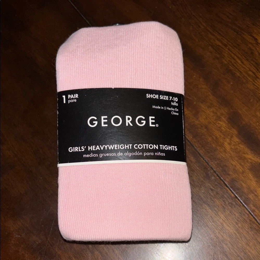George girls heavyweight cotton tights size 7/10 baby pink